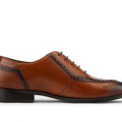 Men's Tan Semi-Brogue Lace-Up ShoesMen's Tan Semi-Brogue Lace-Up Shoes