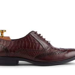 raphael Men's Brown Crocodile Leather Brogue Oxford Shoes