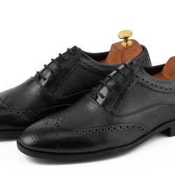 Men's Black leather Brogue oxford shoes