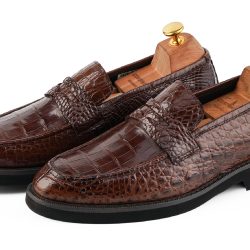 Brown Exquisite Exotic leather penny loafers loafers