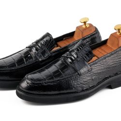 Black Exquisite Exotic leather penny loafers loafers