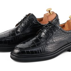 Black Exquisite Exotic premium leather lace-up shoes