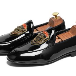 Black luxury leather Loafers shoe for men