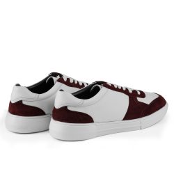 Stratos Garnet smooth white leather and wine suede sneakers