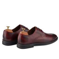 Brown leather derby shoe