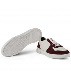 Stratos Garnet smooth white leather and wine suede sneakers