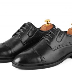 Aegis Noir black leather Derby shoe