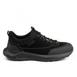 aerostride noir Black nubuck leather sports shoes