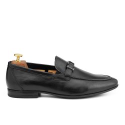 Pinnor noir Black calf leather loafer shoes