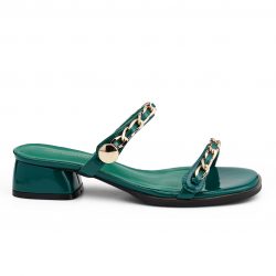 Aurum green patent leather heel