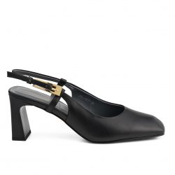 velura noir Black leather back-open mules
