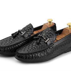 Tasselio Noir Black leather tassel loafers