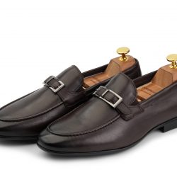 pinnor Brown calf leather loafer shoes