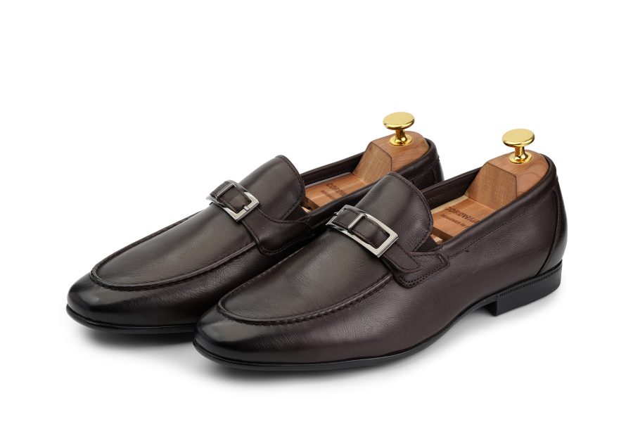 pinnor Brown calf leather loafer shoes