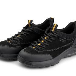 aerostride noir Black nubuck leather sports shoes