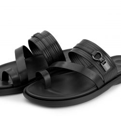comfortstep-noir Black leather slippers