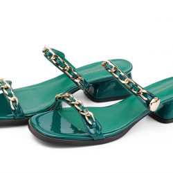Aurum green patent leather heel