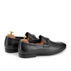 Pinnor noir Black calf leather loafer shoes