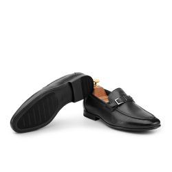 Pinnor noir Black calf leather loafer shoes