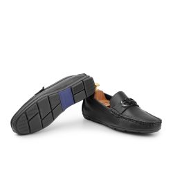 Glidemoor Noir Black deer leather driving loafers