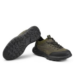 aerostride Olive nubuck leather sports shoes