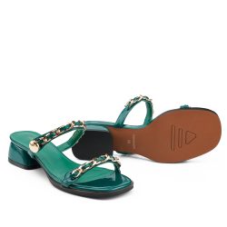 Aurum green patent leather heel