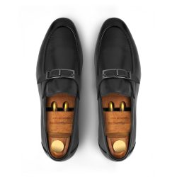 Pinnor noir Black calf leather loafer shoes