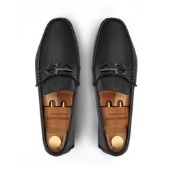 Glidemoor Noir Black deer leather driving loafers