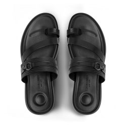 comfortstep-noir Black leather slippers
