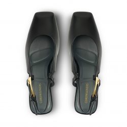 velura noir Black leather back-open mules