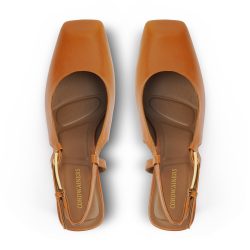 Velura Tan leather back-open mules