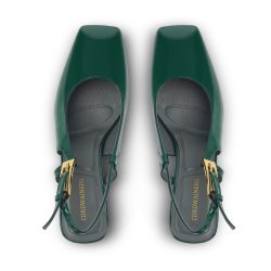 olive patent leather mules
