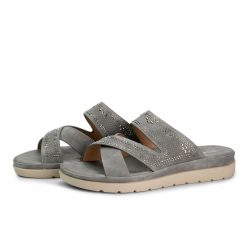 comfortglide Grey faux leather slip-ons