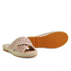 CloudStride pink cross-strap flat slippers