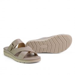 Grey faux leather slip-ons
