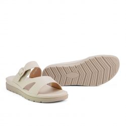 CalmStride beige faux leather slip-ons