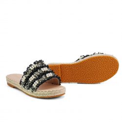petal-glide noir Black flat slippers