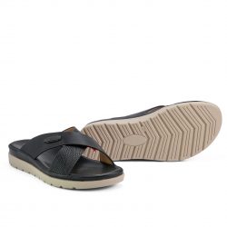 Velvra Noir Black faux leather slip-ons