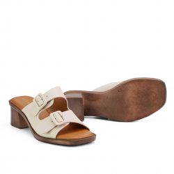 Poise beige block heel sandals