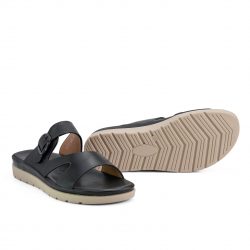 calmstride Black faux leather slip-ons