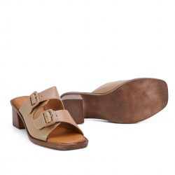 Poise Khaki block heel sandals