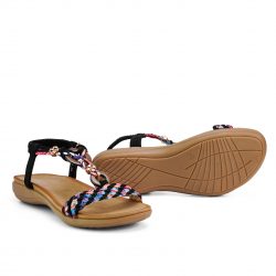 VivaStep Noir black faux leather sandals