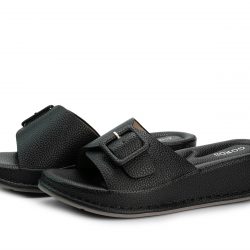 Soleta Noir faux leather slippers