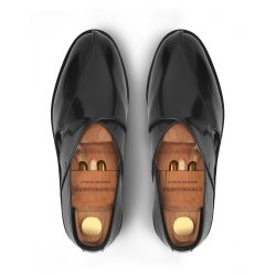 tradlustre Noir Black leather Peshawari shoes