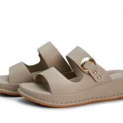 Grey faux leather slip-on