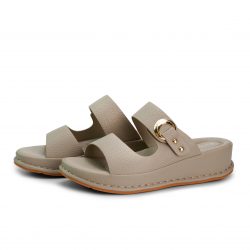 Grey faux leather slip-on