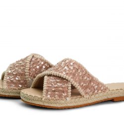 pink cross-strap flat slippers