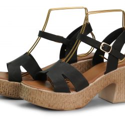 Elevé Noir platform heel sandals