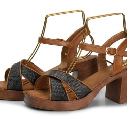 stridezon noir block heel sandals