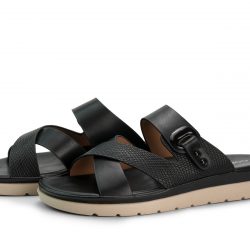 GlideEase Noir black faux leather slip-ons
